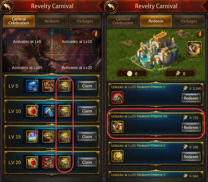 Redeem Evony Vercingetorix in Revelry Carnival